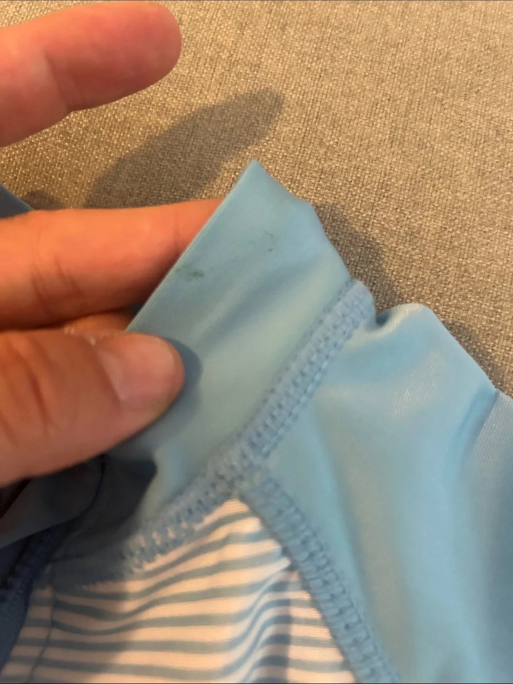 Baby Blue Stripe Rashguard One-Piece Swim